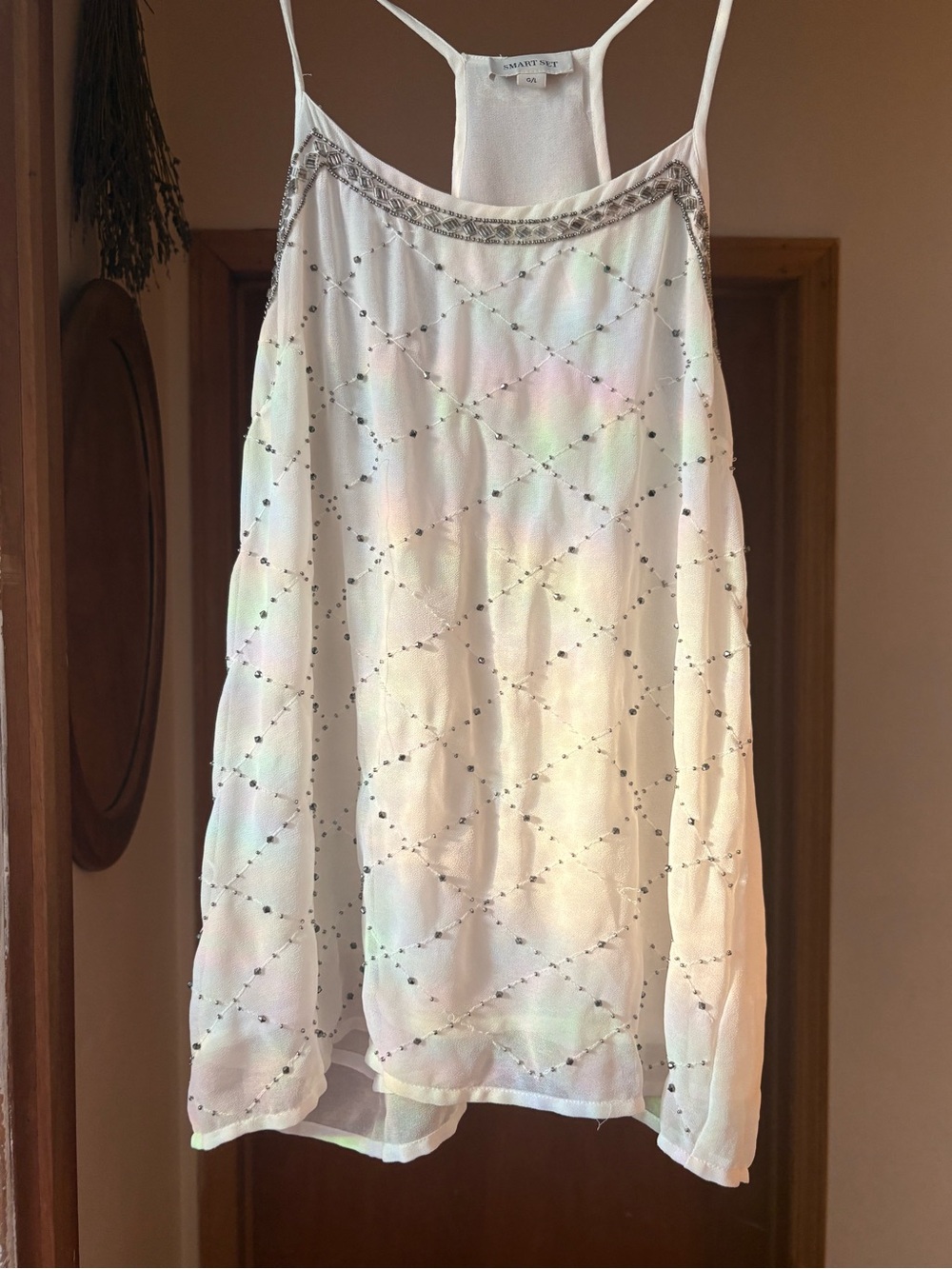 Smart Set White Beaded A-Line Slip Skirt